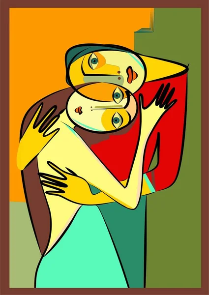 Colorful abstract background, cubism art style, double portrait