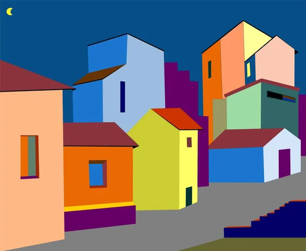 Барвистий Абстрактний Фон Будівлі Синій Зелений Червоний — стоковий вектор