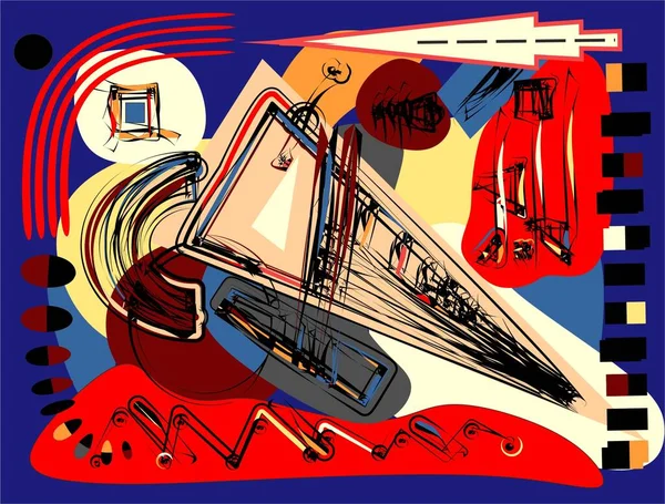 Renkli arkaplan, dışavurumculuk sanat tarzı, soyut kupa ve kaşık