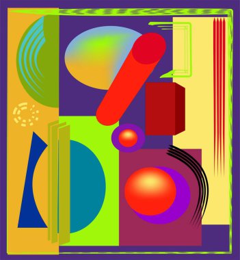 composition of abstract colorful shapes on  blue background