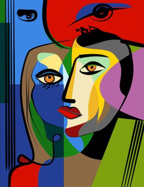 Colorful background, cubism art style,abstracts portraits