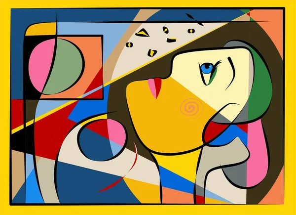 Fundo Colorido Estilo Arte Cubismo Retrato Abstrato — Vetor de Stock
