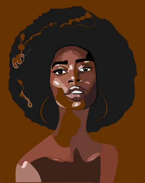 Femme Couleur Avec Jante Parfaite Cheveux Crépus — Image vectorielle