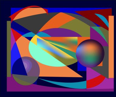composition of abstract colorful shapes on  blue background