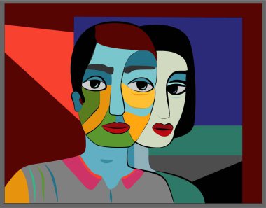 Colorful background, cubism art style,abstracts portraits