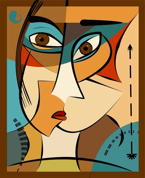 Renkli arkaplan, kübizm sanat tarzı, soyut portre