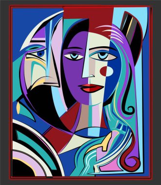 Colorful background, cubism art style,abstracts portraits