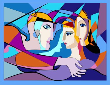 Colorful background, cubism art style,abstracts portraits