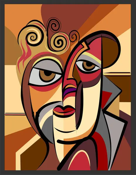 Renkli arkaplan, kübizm sanat tarzı, soyut portre
