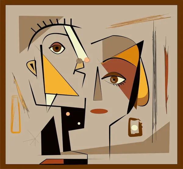 Renkli arkaplan, kübizm sanat tarzı, soyut yüzler