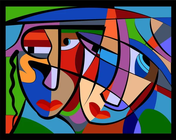Colorful background, cubism art style,abstracts portraits