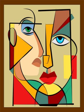 Colorful background, cubism art style,abstracts portraits