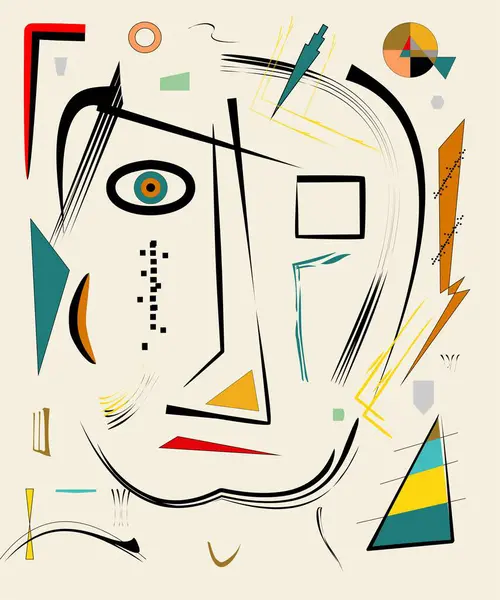 Renkli arkaplan, kübizm sanat tarzı, soyut yüz