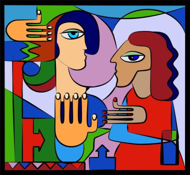 Colorful background, cubism art style,abstracts portraits