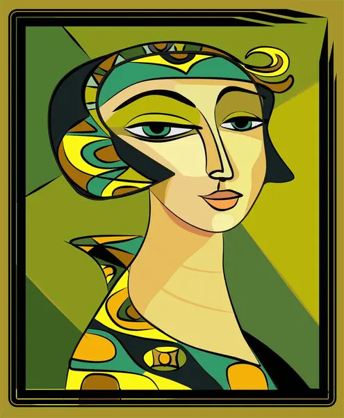 Colorful Abstract Background Cubism Art Style Woman Portrait — Image vectorielle