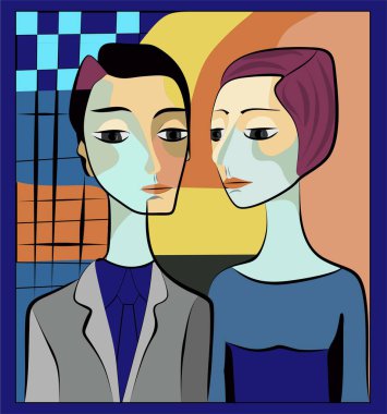 Colorful background, cubism art style,abstracts portraits