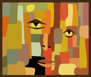 Renkli arkaplan, dışavurumculuk sanat tarzı, soyut gözler