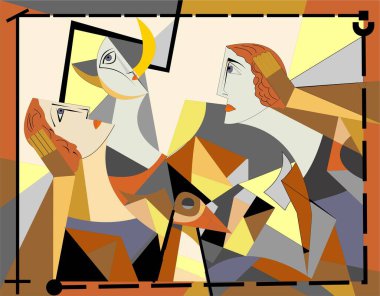 Colorful background, cubism art style,abstracts portraits