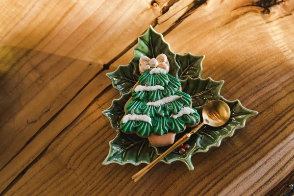 Christmas Tree Shaped Cookie Plate Stock Picture