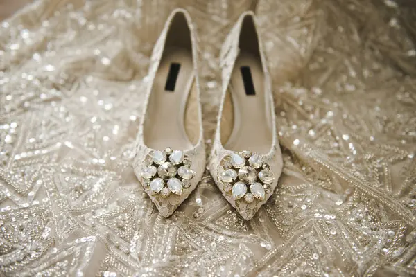 Elegant Stylish Bridal Shoes Royalty Free Stock Photos