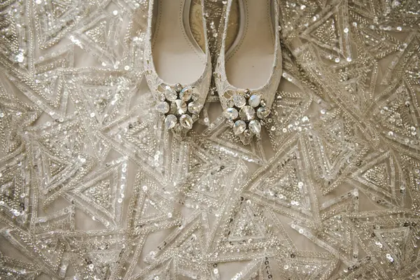 Elegant Stylish Bridal Shoes Royalty Free Stock Images