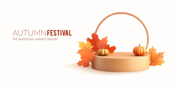 Autumn Seasonal Advertising Background Product Showcase Vector Illustration — Stock Vector