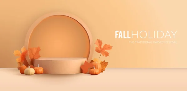 Autumn Seasonal Advertising Background Product Showcase Vector Illustration — Stock Vector