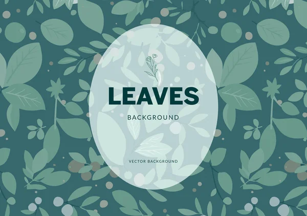 Leaves Pattern Text Frame Green Background Vector Illustration Vector Graphics