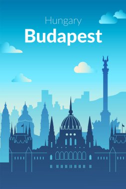 İkonik Budapeşte siluetinin canlı ve modern bir tasviri, önemli ve ünlü simgelerini gözler önüne seriyor.