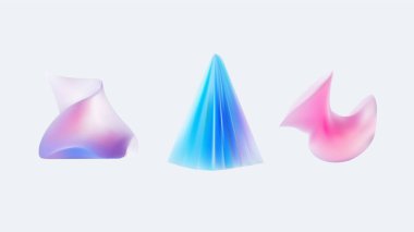 Modern tasarım ile ilgili projeler için ideal yumuşak pastel renklerde üç zarif ve akışkan şekil.