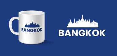Bu şık kupa sanatsal bir Bangkok siluet tasarımı sergiliyor. Hediyelik eşyalar ve seyahat aşıkları için mükemmel.