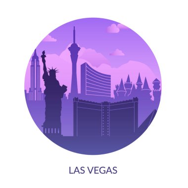Las Vegas 'ın stilize edilmiş silueti, ikonik siluetini ve ünlü cazibesini güzel bir şekilde yakalar ve ön plana çıkarır.