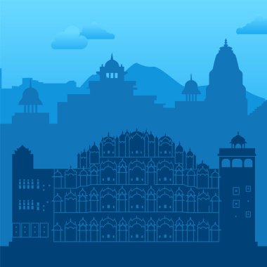 Modaya uygun bir siluet, parlak mavi gökyüzüne karşı güzel bir şekilde sergilenen görkemli mimari simgeler.