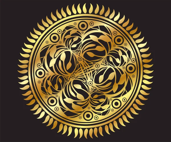 Abstract Artistic Creative Golden Floral Circle Vector Illustration — Stock Vector