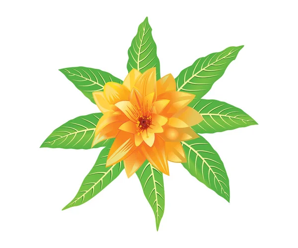 マンゴーの葉のベクトル図と抽象芸術の創造的な花 — ストックベクタ
