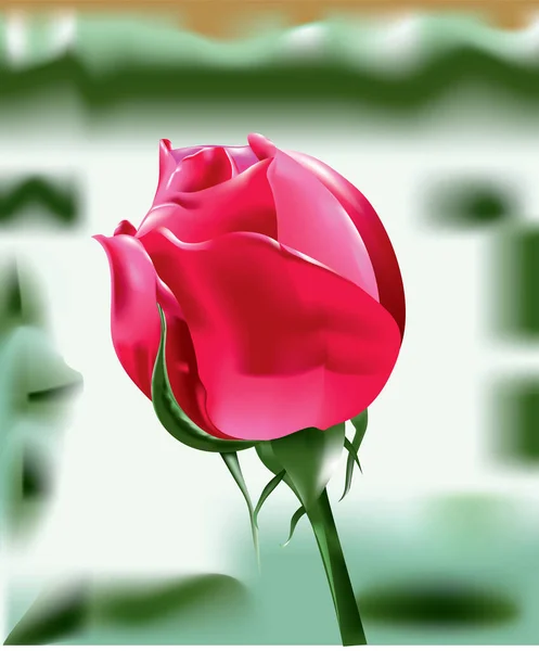 芸術的な創造的な詳細な赤いバラのベクトル図 — ストックベクタ