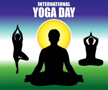 sanatsal yaratıcı yoga günü arka plan vektör çizimi