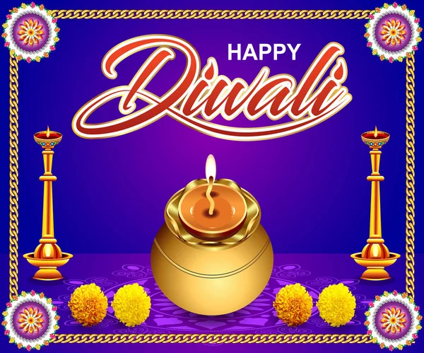 Artistiek Creatief Blauw Gelukkig Diwali Achtergrond Vector Illustratie — Stockvector
