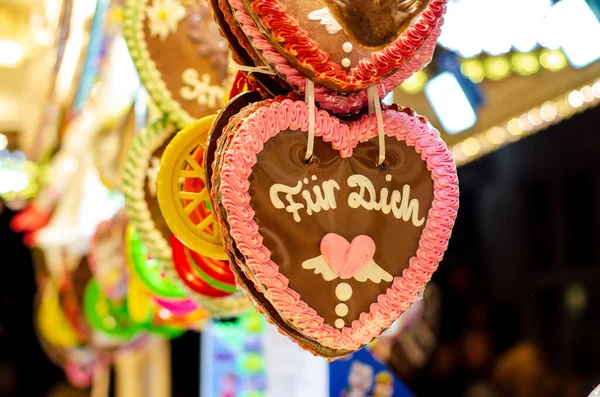 Gingerbread Hearts Pasar Natal Jerman Bagimu Prasasti Dalam Bahasa Jerman Stok Gambar