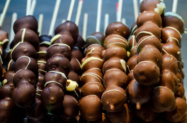 Fraises Couvertes Chocolat Vendre Foire Images De Stock Libres De Droits