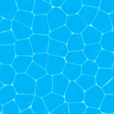 Açık mavi su yüzey dokusu ve güneş yansımaları. Vektör arkaplan çizimi.