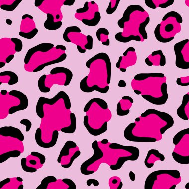 Leopar derisi pembe ve siyah pürüzsüz desenli soyut vektör çizimi