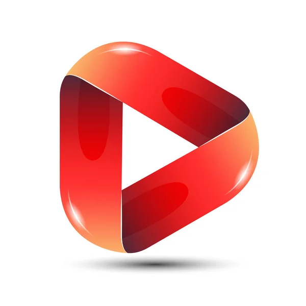 Lesklé Červené Přehrávání Ikony Logo Šablony Vektorové Ilustrace Izolované Bílém — Stockový vektor
