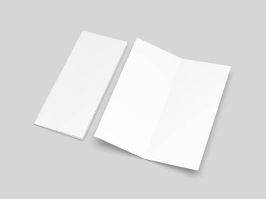 Model ve sunum tasarımı için yarı katlı boş beyaz şablon. 3d illüstrasyon.