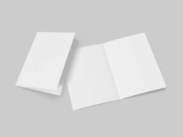 Halb Gefaltete Broschüre Blanke Weiße Vorlage Für Mock Und Präsentationsdesign — Stockfoto