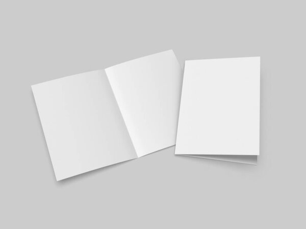 Half-fold brochure blank white template for mock up and presentation design. 3d illustration.