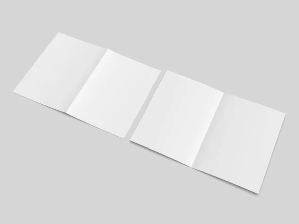 Folheto Semi Dobrado Modelo Branco Branco Para Mock Design Apresentação — Fotografia de Stock