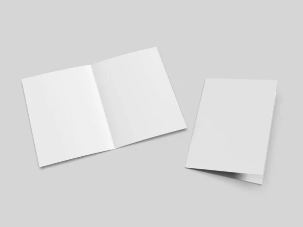 Polosložená Brožura Prázdné Bílé Šablony Pro Modelování Prezentaci Designu Ilustrace — Stock fotografie