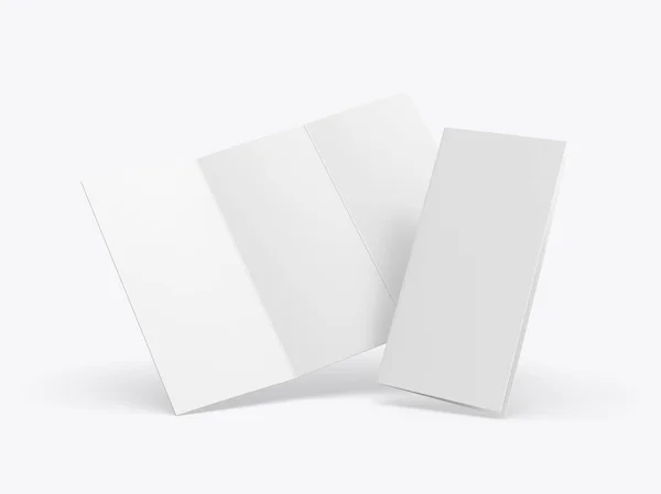 Folheto Dobra Branca Branco Para Simular Design Modelo Renderizar Ilustração — Fotografia de Stock