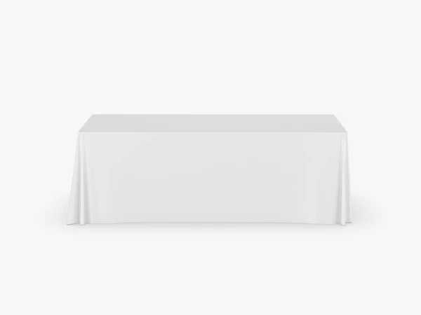 Fuar sergi reklam koşucusu tablo ayarlanabilir bez Banner veya Masa kapağı. 3d render illüstrasyon.